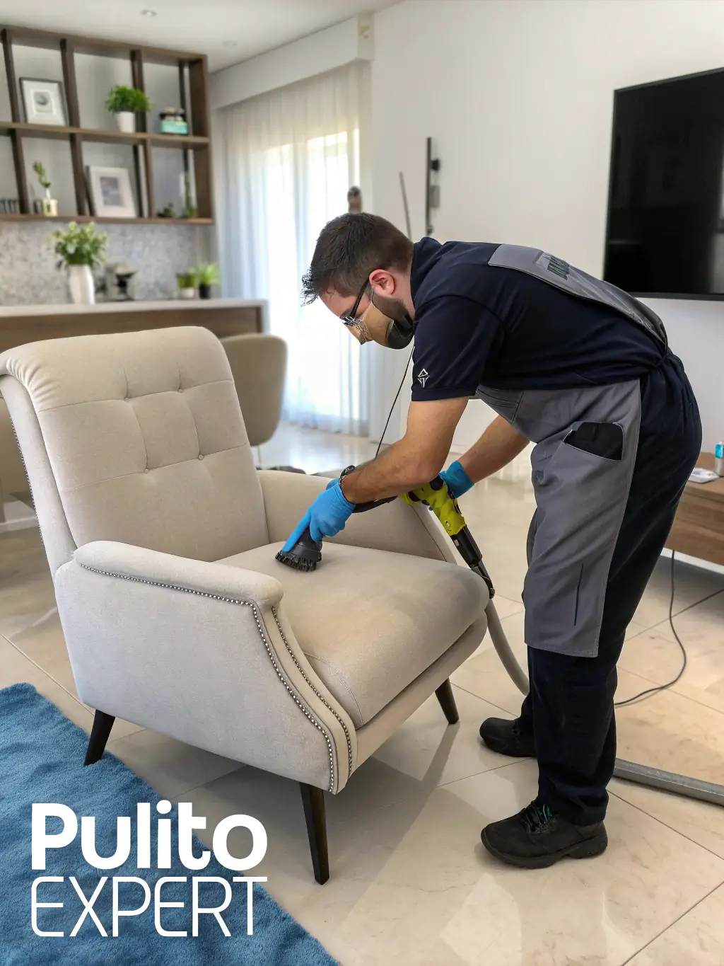 A close-up shot of a sofa being deep cleaned, with visible dirt and stains being extracted, demonstrating the effectiveness of Cleanlab's upholstery cleaning process.